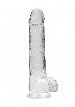 9" / 25 cm Realistic Dildo With Balls - Transparent..