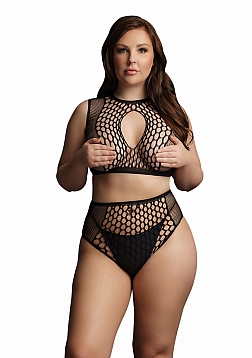 Duo Net Key-Hole Bra Set - Black - OSX..