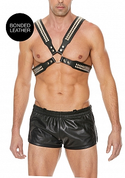 Men's Pyramid Stud Body Harness - One Size - Black..