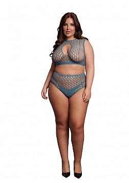 Duo Net Key-Hole Bra Set - Queen Size