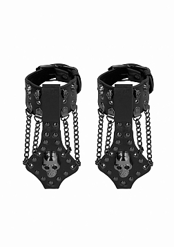 Handcuffs with Skulls and Chains - Black..