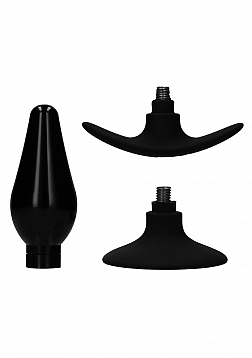 Interchangeable Butt Plug Set-Pointed Large-Black